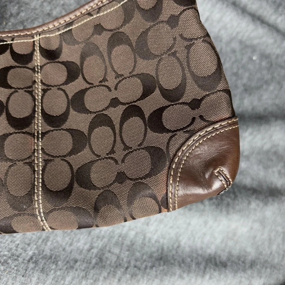 Vintage Y2K Coach Bleecker Signature Jacquard Shoulder/Hobo Bag Dark Brown 11430